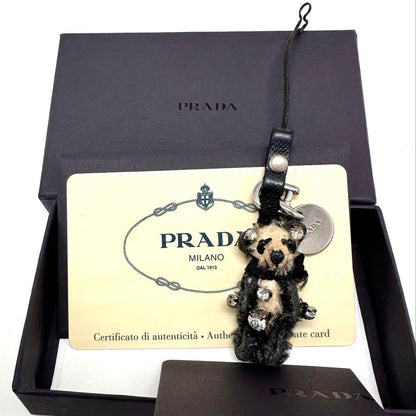 PRADA Key Ring Keychain Bag Charm Panda Bear Black Authentic