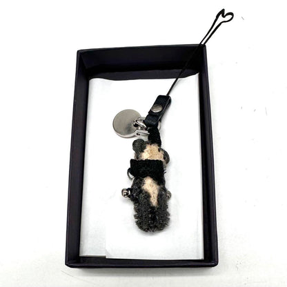 PRADA Key Ring Keychain Bag Charm Panda Bear Black Authentic