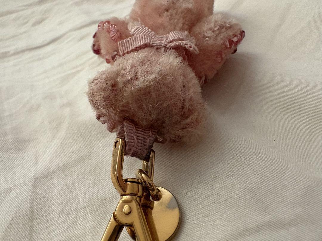 PRADA Key Ring Keychain Bag Charm Bear Logo Pink Authentic