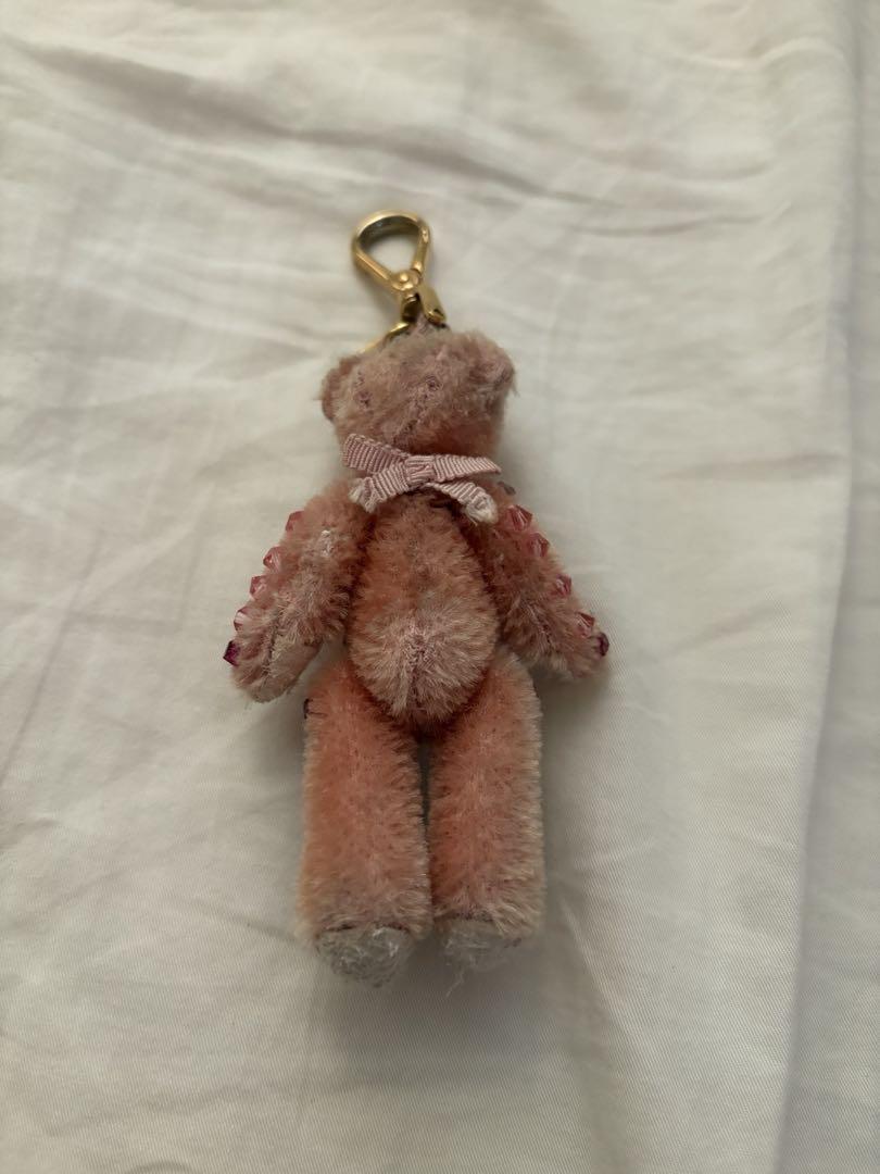 PRADA Key Ring Keychain Bag Charm Bear Logo Pink Authentic