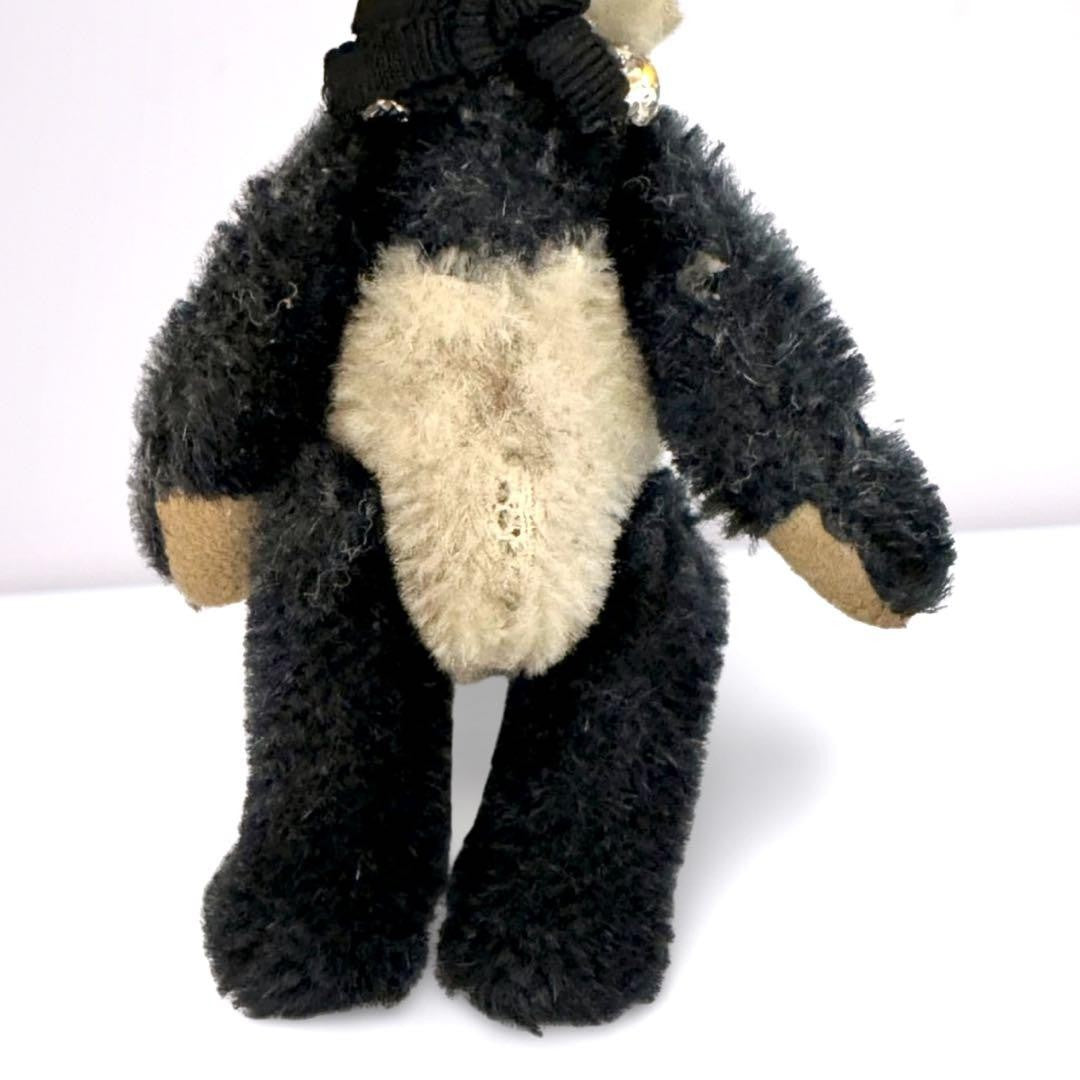 PRADA Key Ring Keychain Bag Charm Bear Logo Black White Authentic