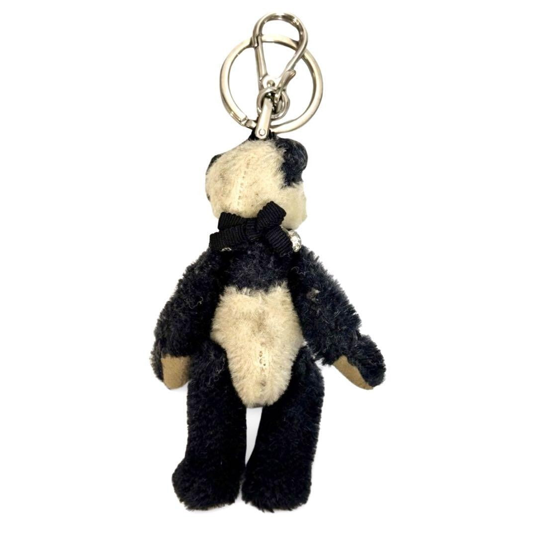 PRADA Key Ring Keychain Bag Charm Bear Logo Black White Authentic