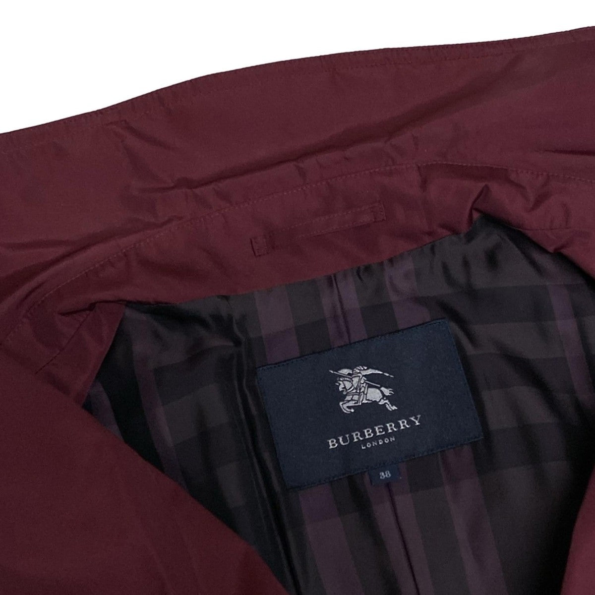 BURBERRY LONDON Coat Nova Check Asian fit M 38 US size S Bordeaux Authentic
