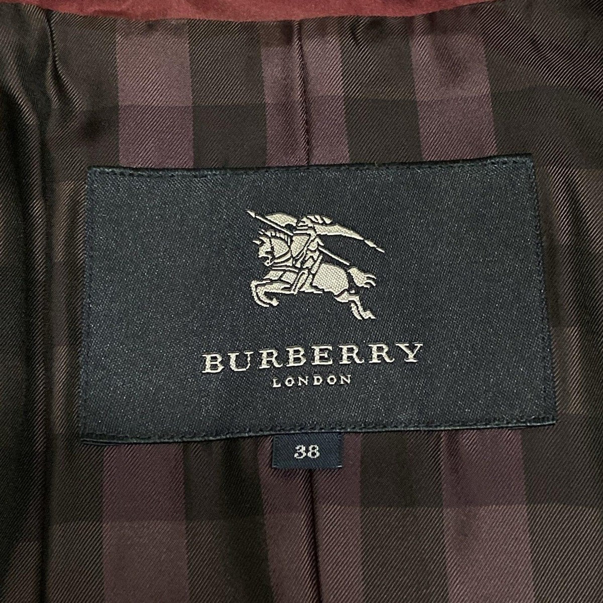 BURBERRY LONDON Coat Nova Check Asian fit M 38 US size S Bordeaux Authentic