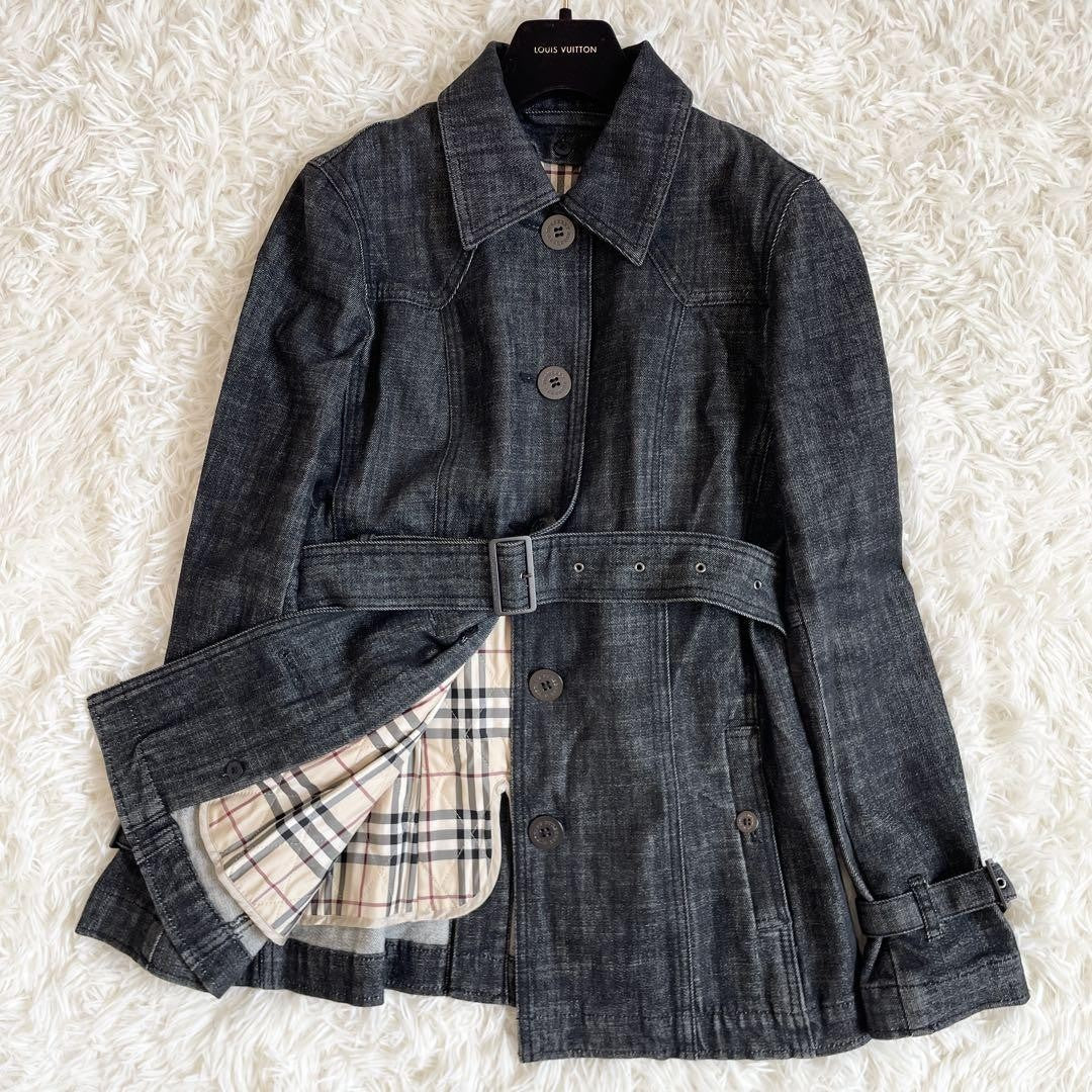 BURBERRY LONDON Coat Nova Check Asian fit L US size M Denim Authentic