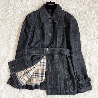 BURBERRY LONDON Coat Nova Check Asian fit L US size M Denim Authentic