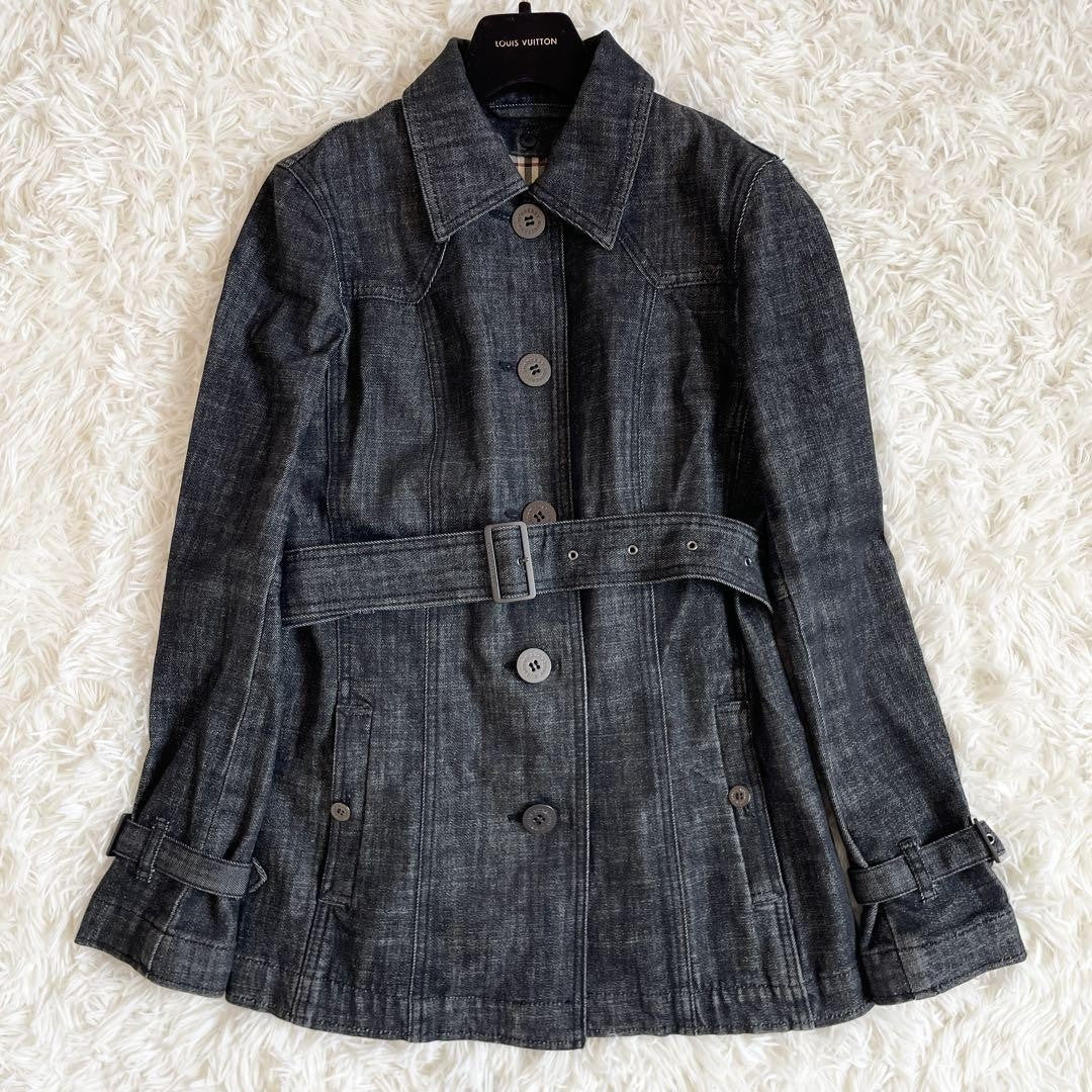 BURBERRY LONDON Coat Nova Check Asian fit L US size M Denim Authentic