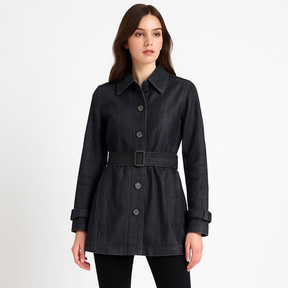 BURBERRY LONDON Coat Nova Check Asian fit L US size M Denim Authentic