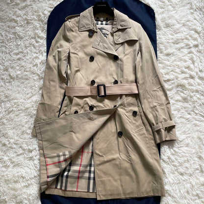 BURBERRY Coat Nova Check Asian fit M US size S Honey Beige Authentic