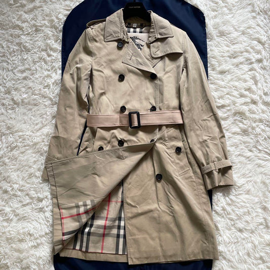BURBERRY Coat Nova Check Asian fit M US size S Honey Beige Authentic