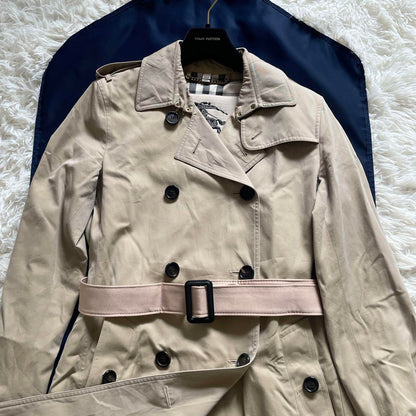 BURBERRY Coat Nova Check Asian fit M US size S Honey Beige Authentic