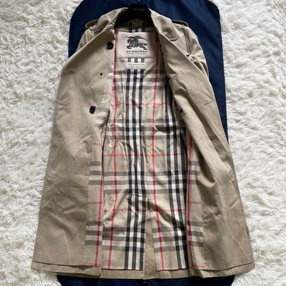 BURBERRY Coat Nova Check Asian fit M US size S Honey Beige Authentic