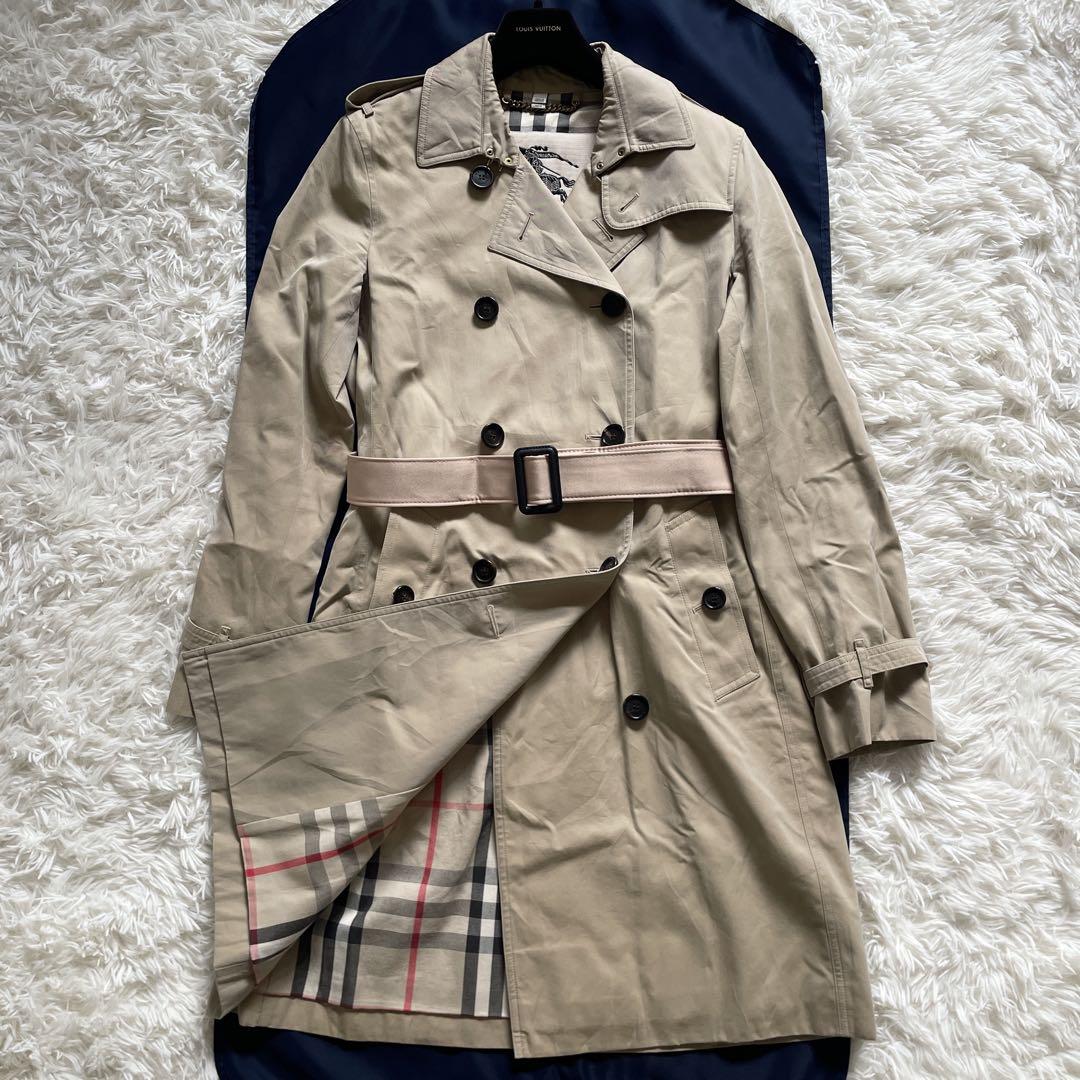 BURBERRY Coat Nova Check Asian fit M US size S Honey Beige Authentic