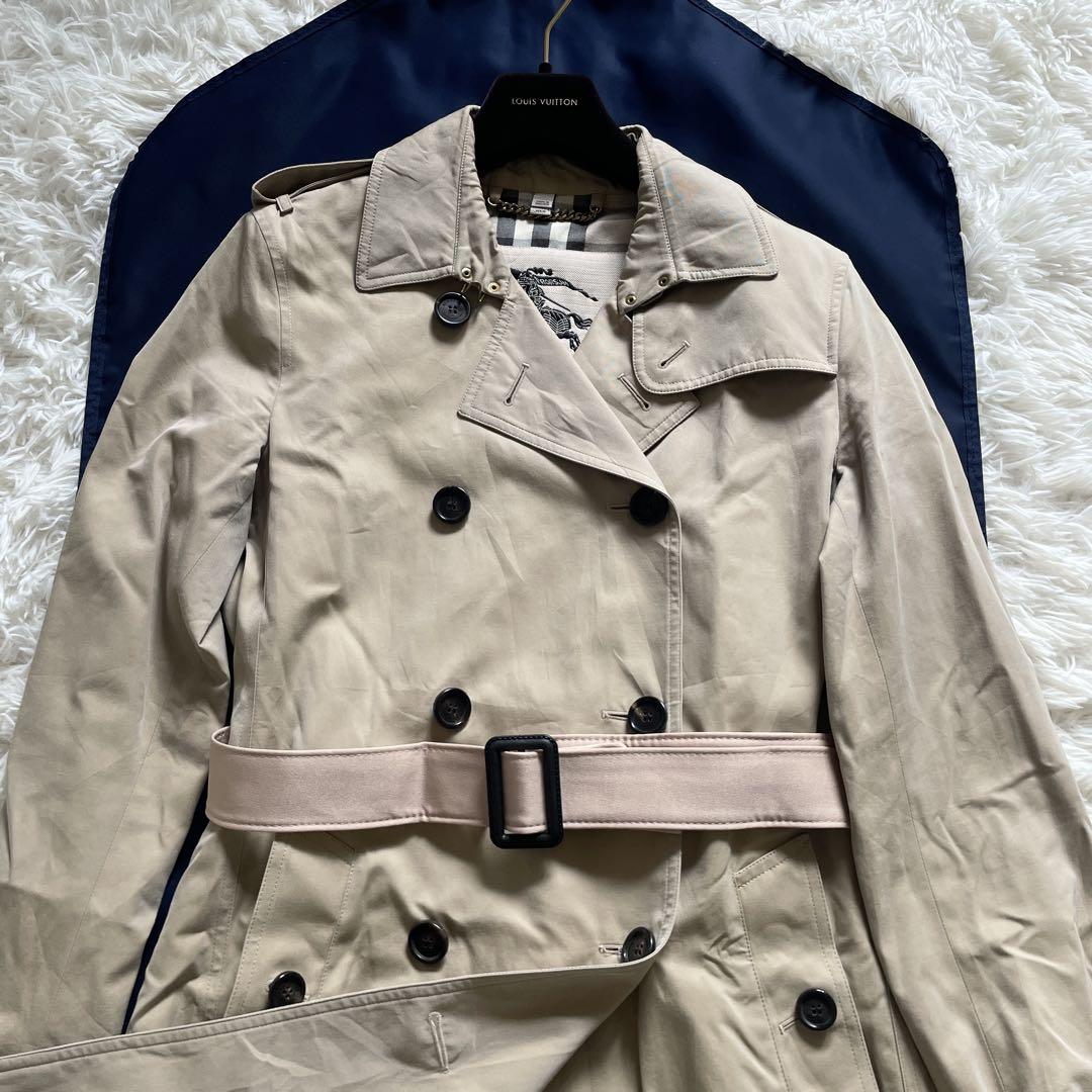 BURBERRY Coat Nova Check Asian fit M US size S Honey Beige Authentic