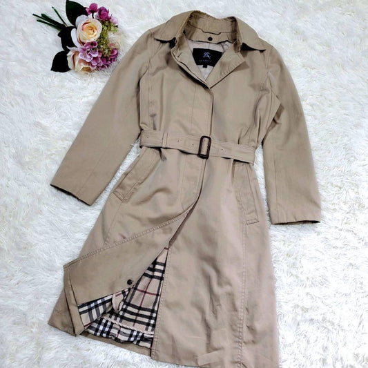 BURBERRY Coat Nova Check Asian fit S 36 US size XS Beige Authentic