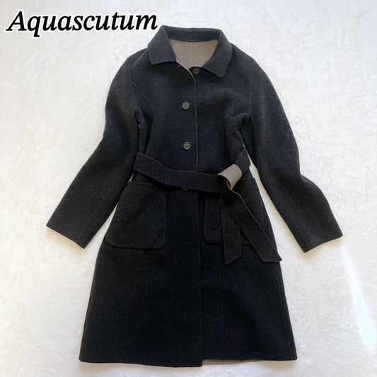 Aquascutum Reversible Coat Asian fit M US size S Black Beige Authentic