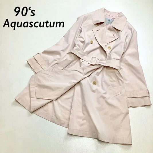 Aquascutum Trench Coat Asian fit M US size S Light Pink Authentic