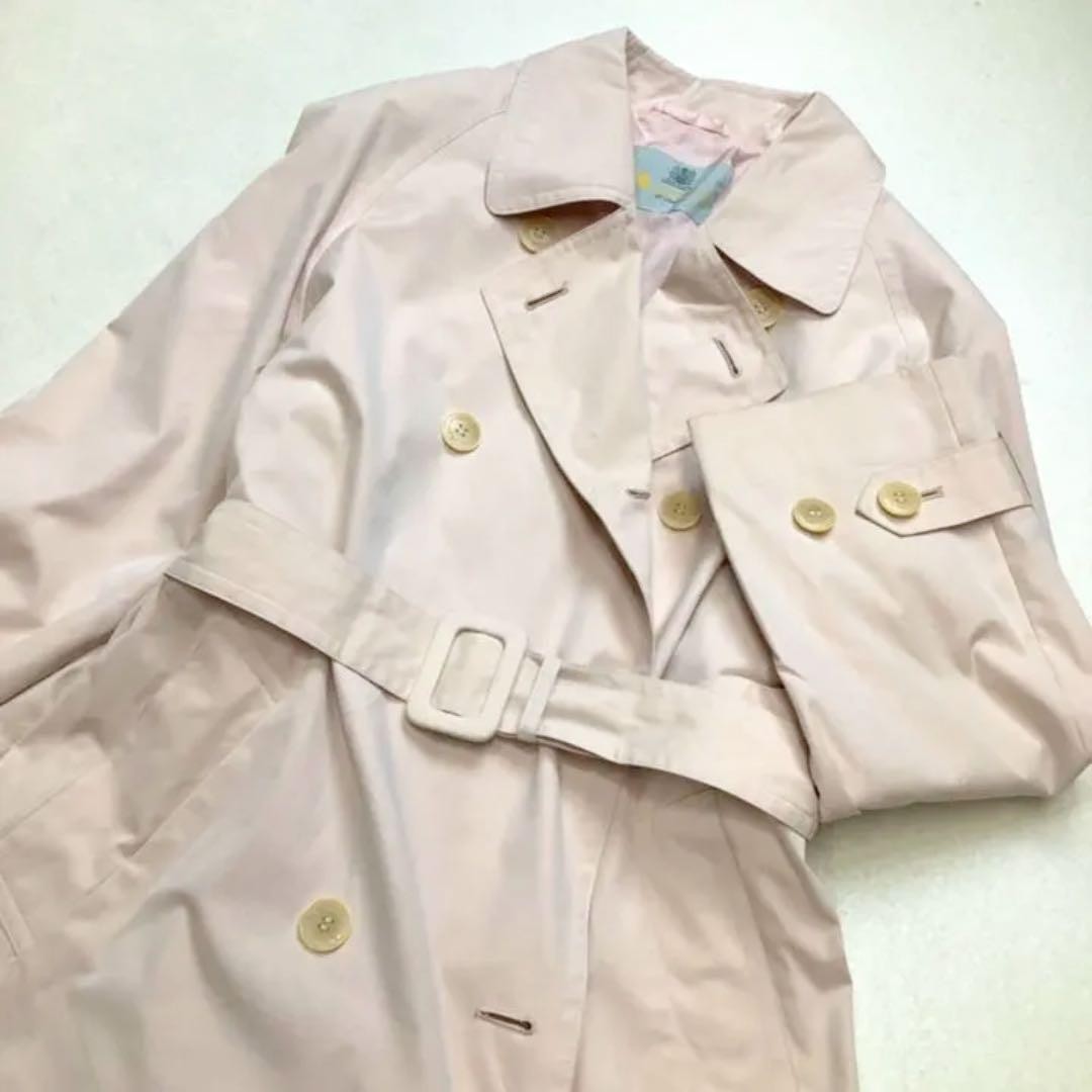 Aquascutum Trench Coat Asian fit M US size S Light Pink Authentic