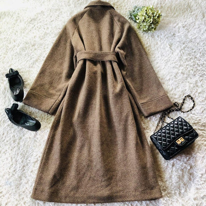Aquascutum Gown Coat Asian fit M US size S Brown Authentic