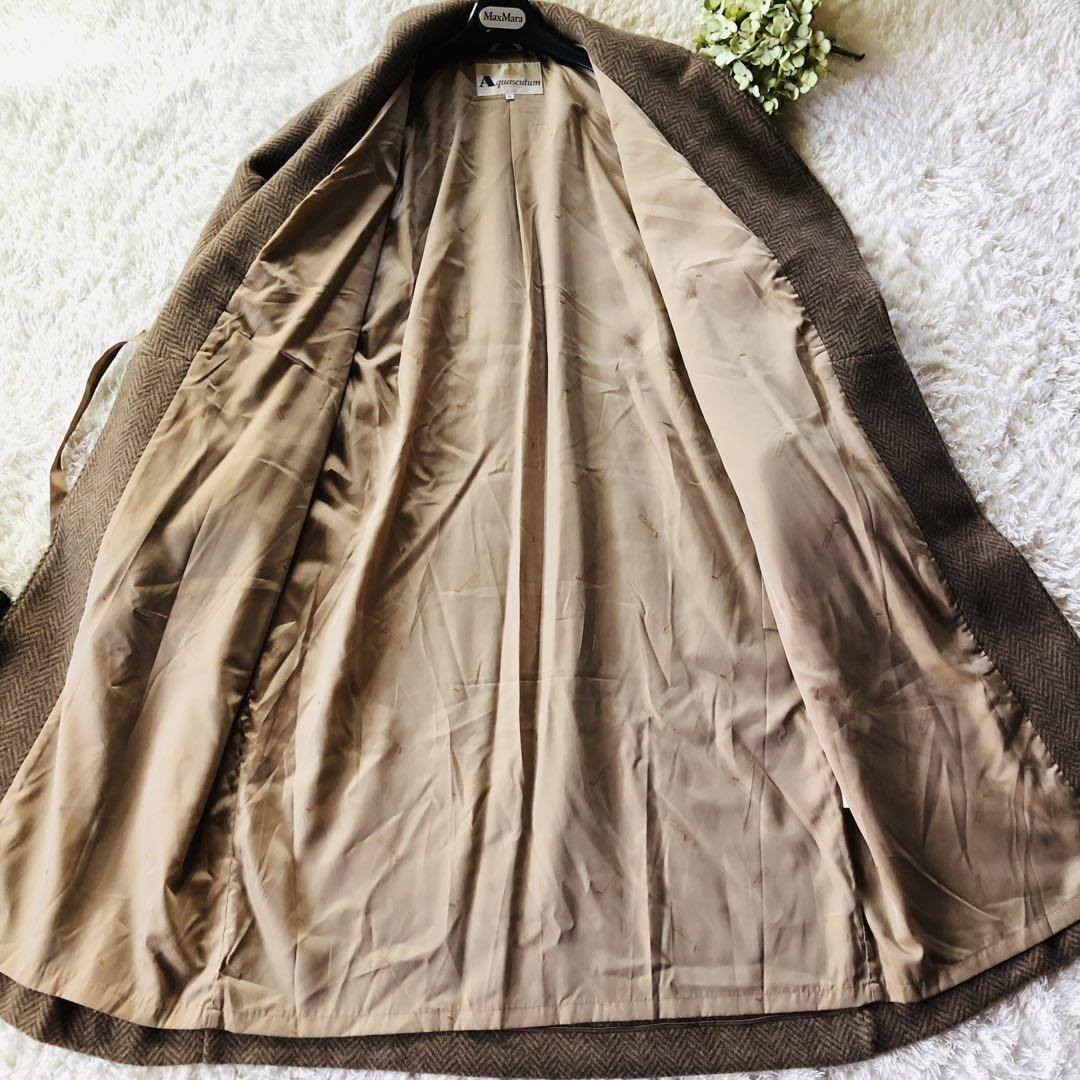 Aquascutum Gown Coat Asian fit M US size S Brown Authentic