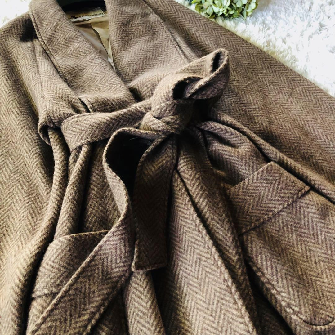 Aquascutum Gown Coat Asian fit M US size S Brown Authentic