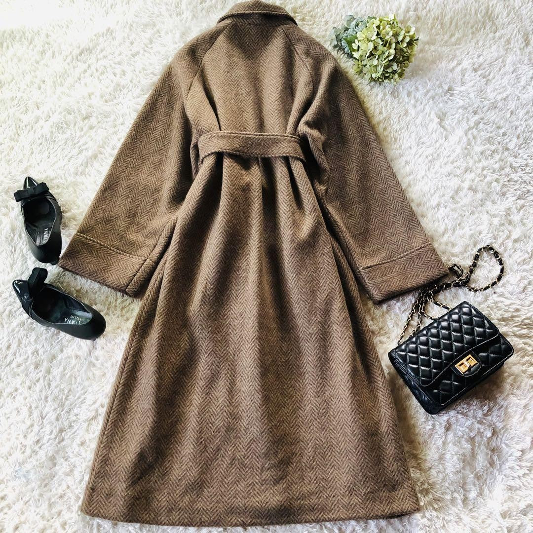 Aquascutum Gown Coat Asian fit M US size S Brown Authentic