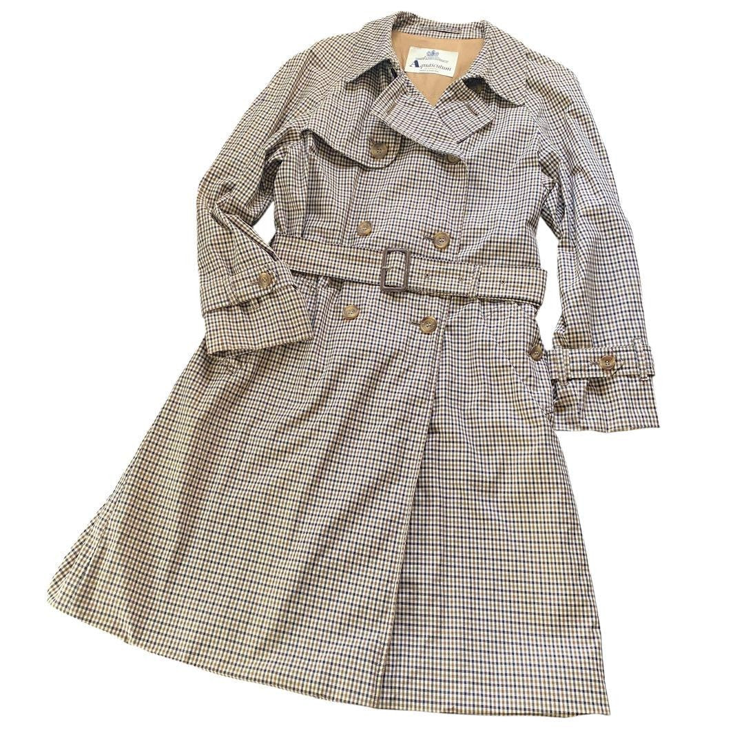 Aquascutum Trench Coat House Check FREE SIZE Authentic