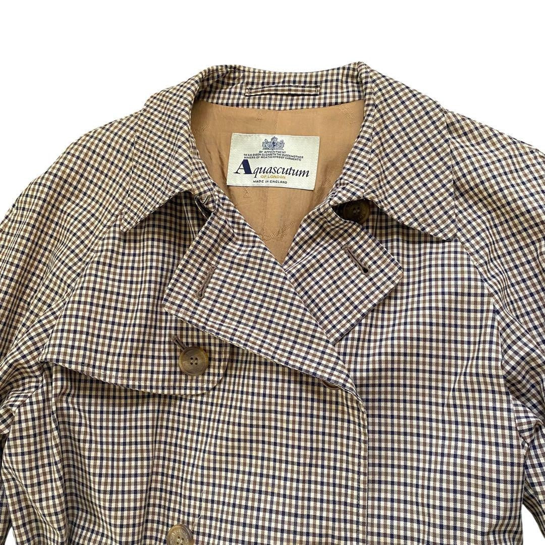 Aquascutum Trench Coat House Check FREE SIZE Authentic