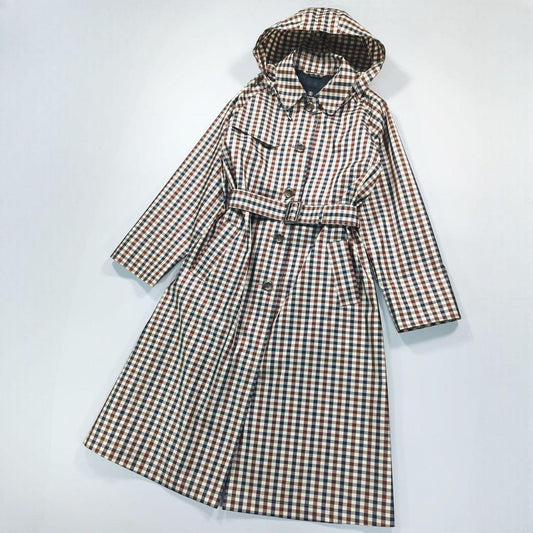 Aquascutum Rain Trench Coat Club Check Asian fit L US size M Authentic