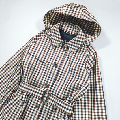 Aquascutum Rain Trench Coat Club Check Asian fit L US size M Authentic