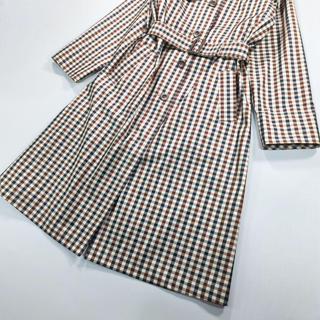 Aquascutum Rain Trench Coat Club Check Asian fit L US size M Authentic