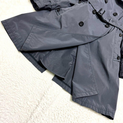 Aquascutum Trench Coat Club Check Asian fit L US size M Gray Authentic