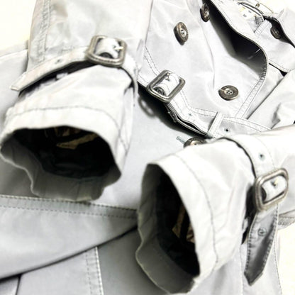 Aquascutum Trench Coat Club Check Asian fit L US size M Gray Authentic