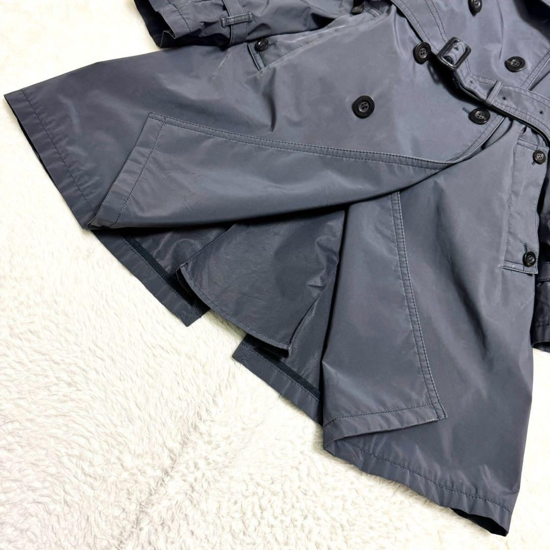 Aquascutum Trench Coat Club Check Asian fit L US size M Gray Authentic