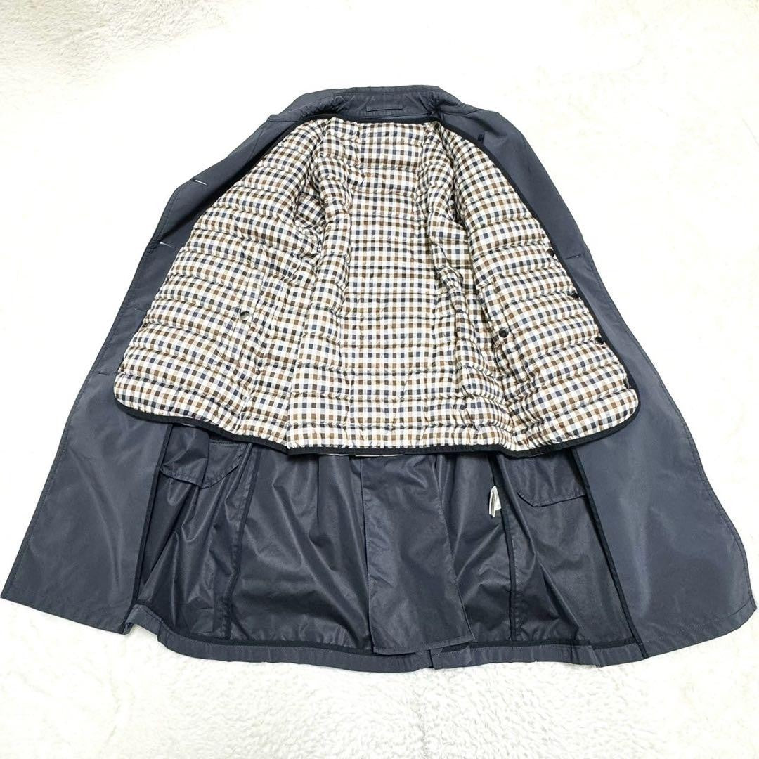 Aquascutum Trench Coat Club Check Asian fit L US size M Gray Authentic