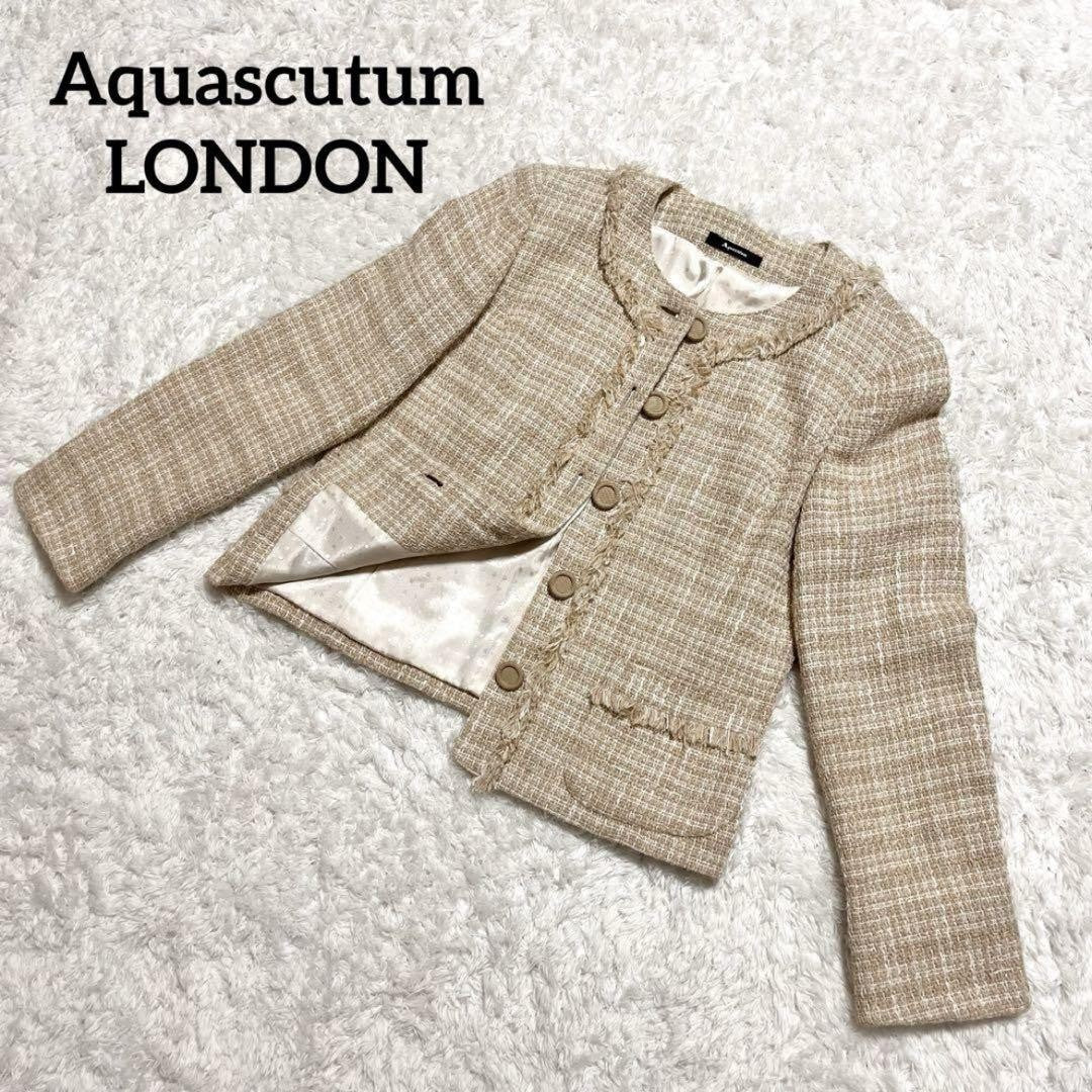 Aquascutum LONDON Jacket FREE SIZE Beige White Authentic