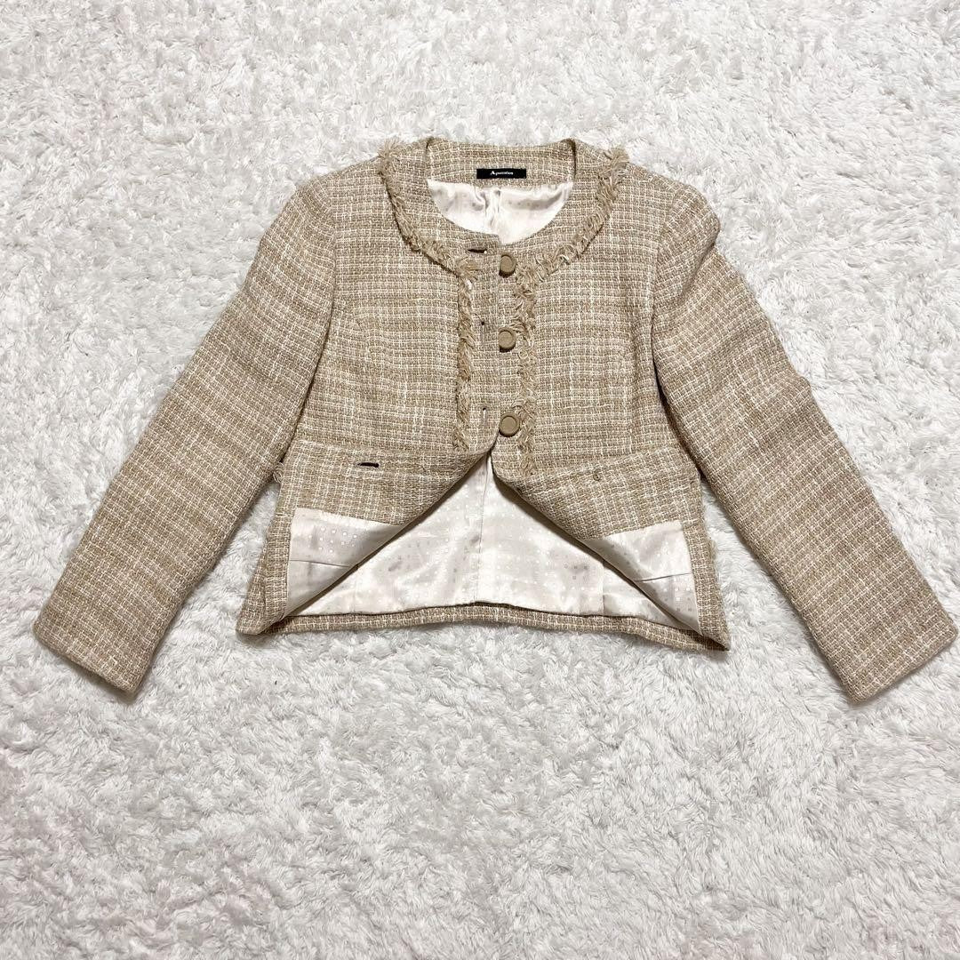 Aquascutum LONDON Jacket FREE SIZE Beige White Authentic