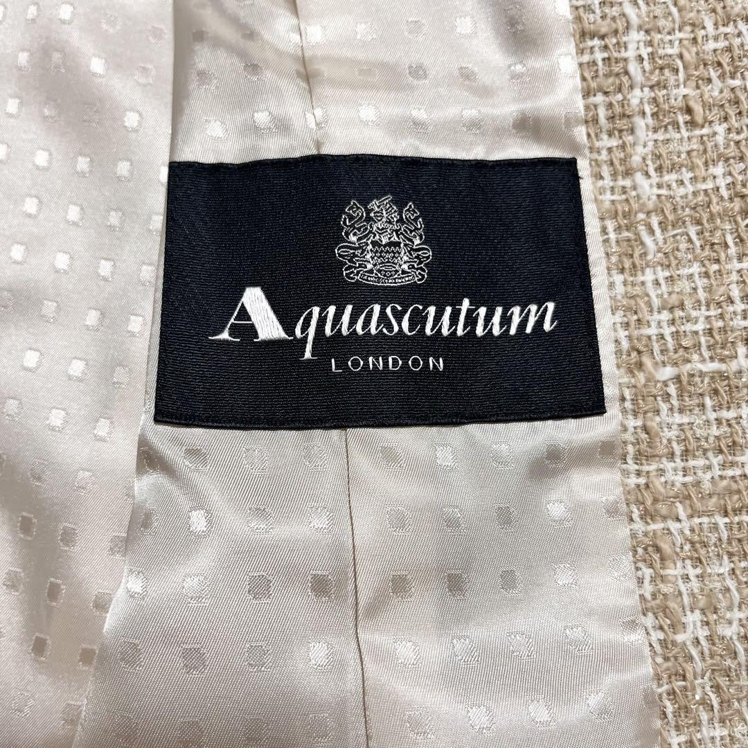 Aquascutum LONDON Jacket FREE SIZE Beige White Authentic