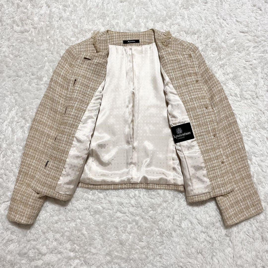 Aquascutum LONDON Jacket FREE SIZE Beige White Authentic