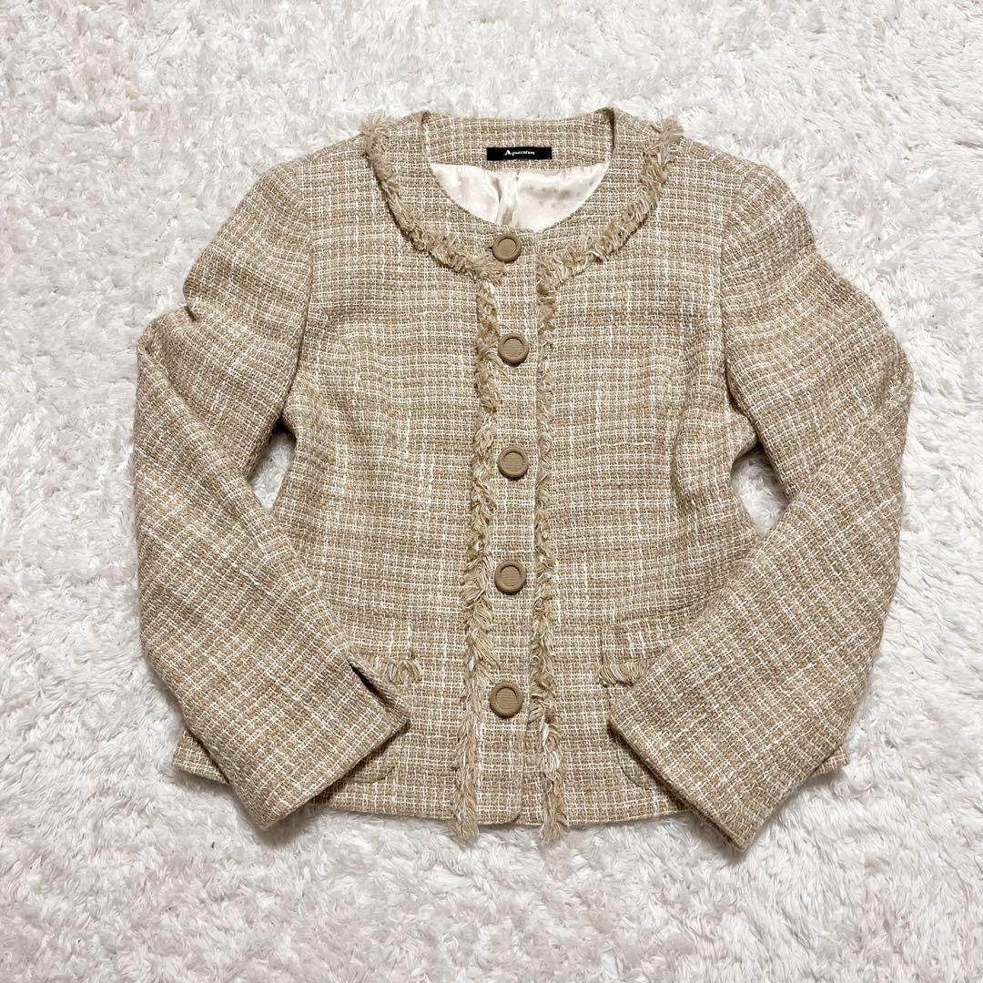 Aquascutum LONDON Jacket FREE SIZE Beige White Authentic