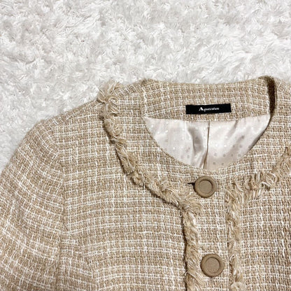 Aquascutum LONDON Jacket FREE SIZE Beige White Authentic