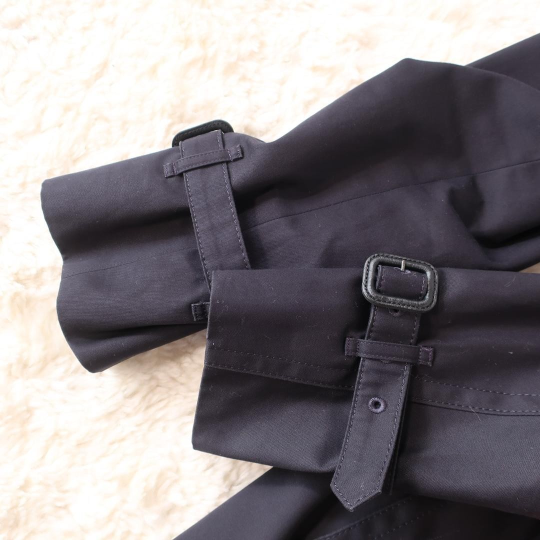 Aquascutum Trench Coat Club Check Asian fit M US size S Black Dark Navy Auth