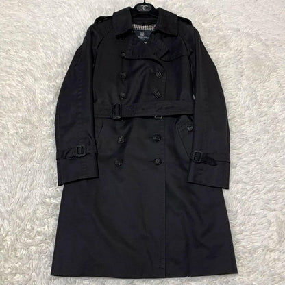 Aquascutum Trench Coat 2way Club Check Asian fit M US size S Black Authentic