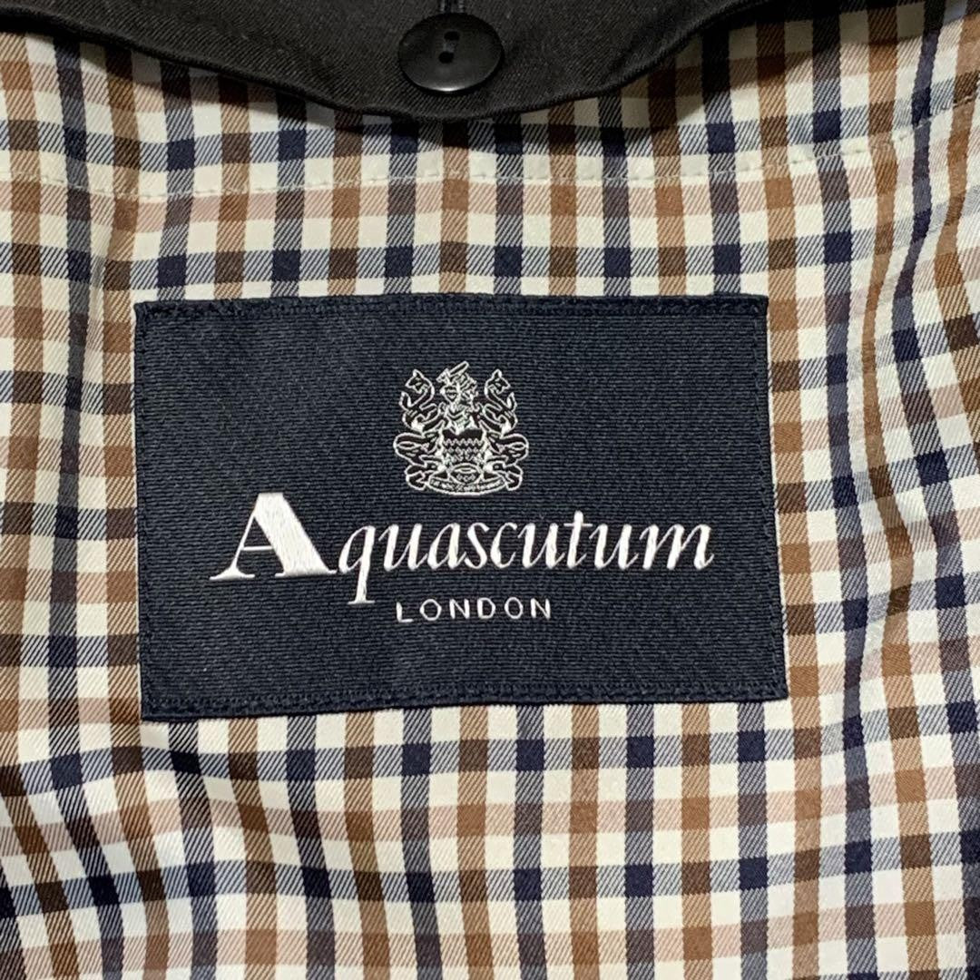 Aquascutum Trench Coat 2way Club Check Asian fit M US size S Black Authentic
