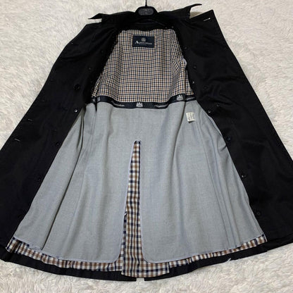 Aquascutum Trench Coat 2way Club Check Asian fit M US size S Black Authentic