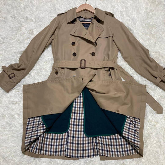 Aquascutum LONDON Trench Coat Club Check Asian fit M US size S Beige Authentic