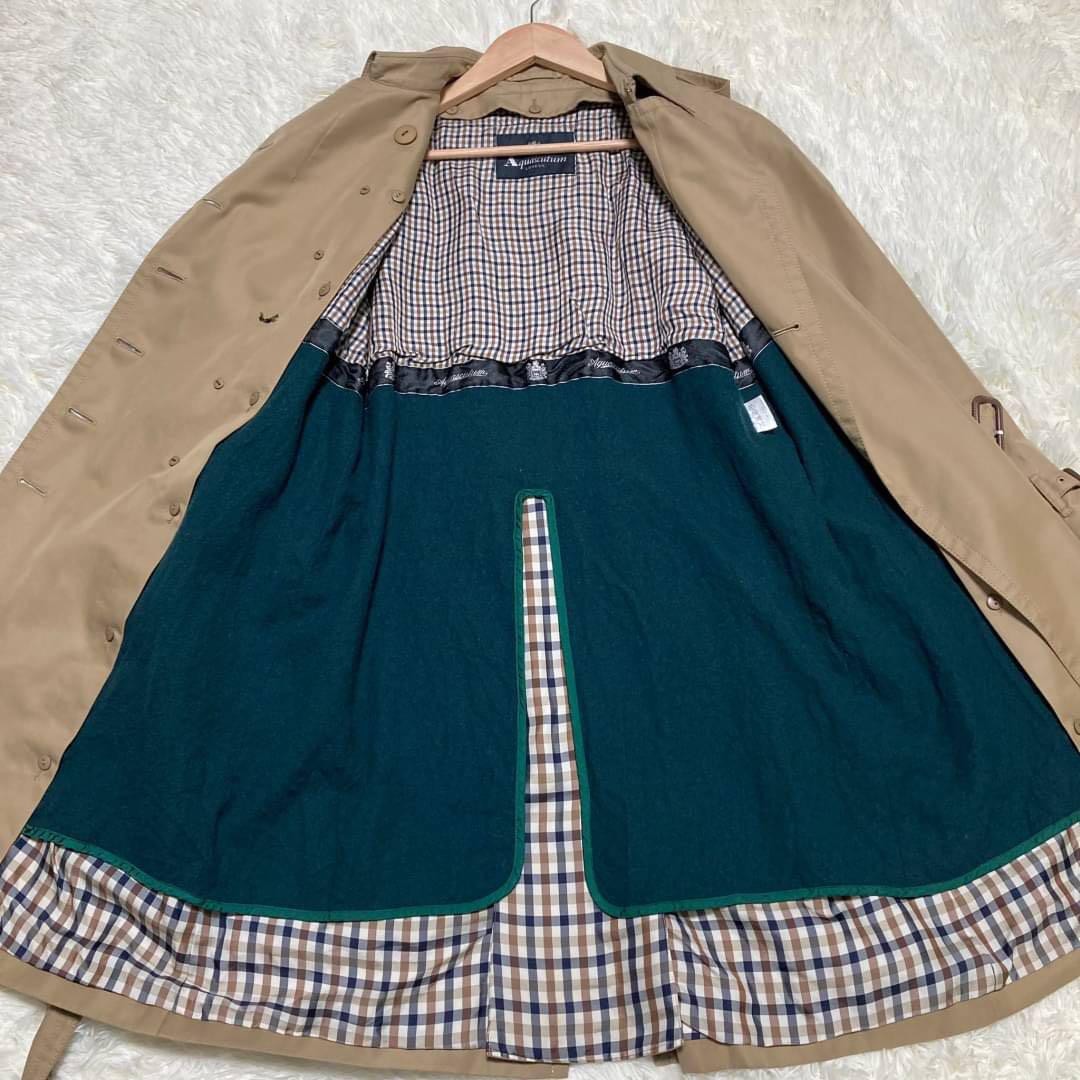 Aquascutum LONDON Trench Coat Club Check Asian fit M US size S Beige Authentic