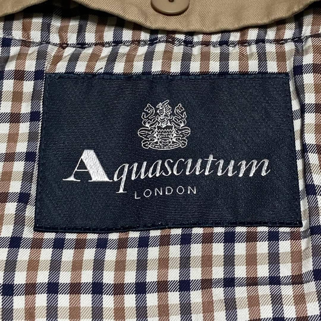Aquascutum LONDON Trench Coat Club Check Asian fit M US size S Beige Authentic