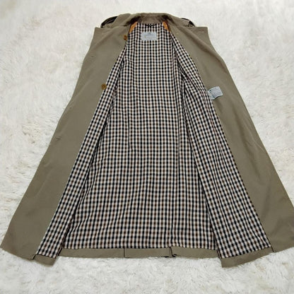Aquascutum Trench Coat Club Check Asian fit XL US size L Khaki Authentic