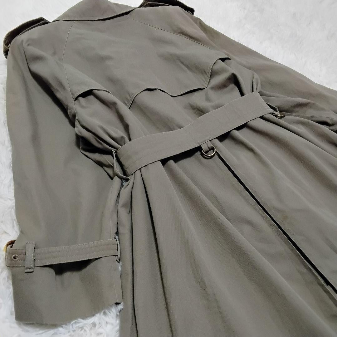 Aquascutum Trench Coat Club Check Asian fit XL US size L Khaki Authentic